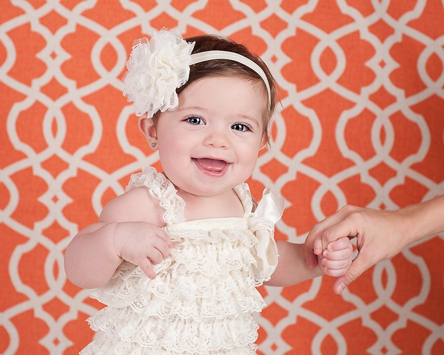 Ivory Baby Headband. Chiffon Lace Headband. Baby Hair Accessories. Girls Hair Accessories. Baby Girl Hair Accessories. Ivory Flower Headband