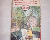 Vintage 1960 Esso Road Map Of Delaware Maryland VA W. VA. Retro - Graphics - Automobile - Mixed Media - Altered Arts