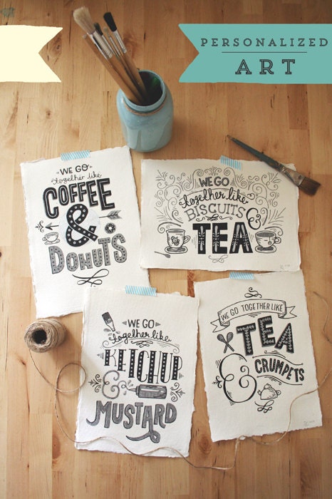 A4 Bespoke Original Typographical Art Piece - Hand Lettering / Original Art / Vintage Retro Type / Chalkboard