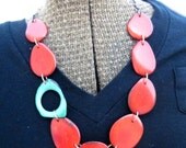 ORANGE Mint Tagua Nut Necklace - neon - big - bold - STATEMENT - pop - color - summer - vegetable ivory - charity