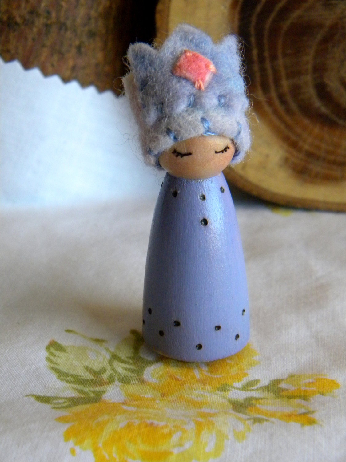 Waldorf Birthday Ring Princess, Birthday Ring Decor, hand dyed wool, jeweled crown, Waldorf Toy, Girl Birthday, pink, purple, lavender