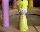 Waldorf Princess Birthday Ring Decor, Princess, Butterfly crown, Waldorf Toy, Girl Birthday, yellow, white, wood burned