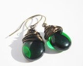 May Birthstone Earrings Drop Earrings Emerald Earrings Green Earrings Green Jewelry Wire Wrapped Earrings Emerald Jewelry Birthstone Jewelry