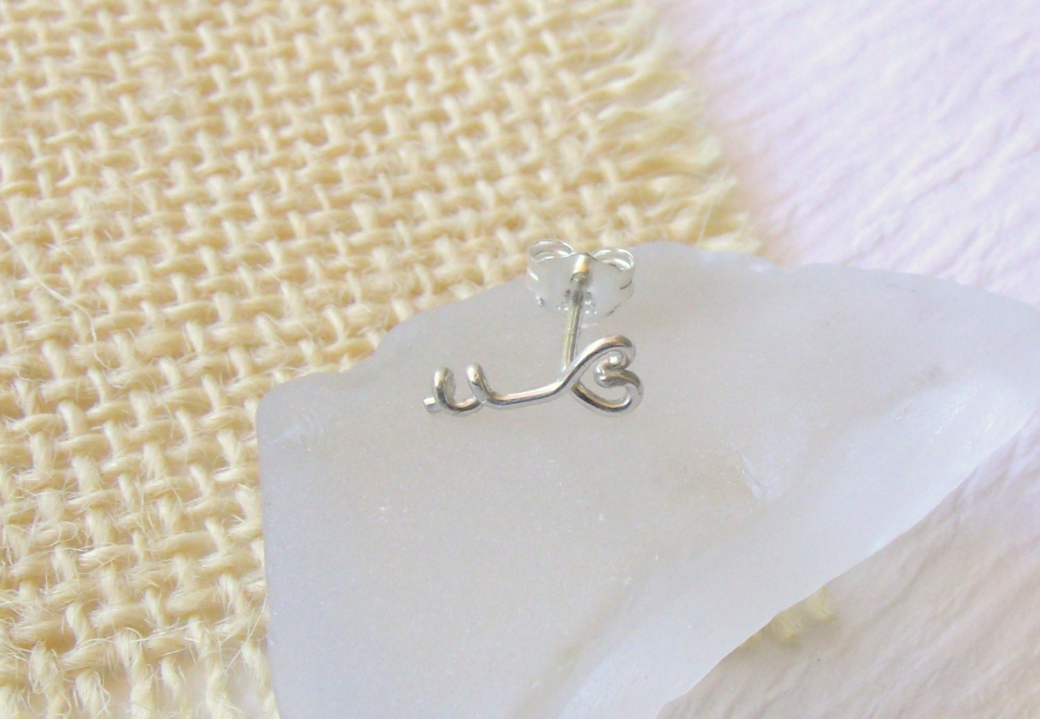 Heart Key Cartilage Earring, Sterling Silver or Gold Filled