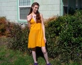 Sunshine Yellow Cotton Sundress / Swimsuit Cover-up with Halter Top