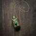 Magic Bottle Necklace  - Gold coloured little bottle Pendant with Green Rhinestones - RESERVED for Alex