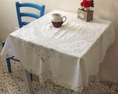 Amazing Round Battenburg Lace Vintage Tablecloth - circa 1970s