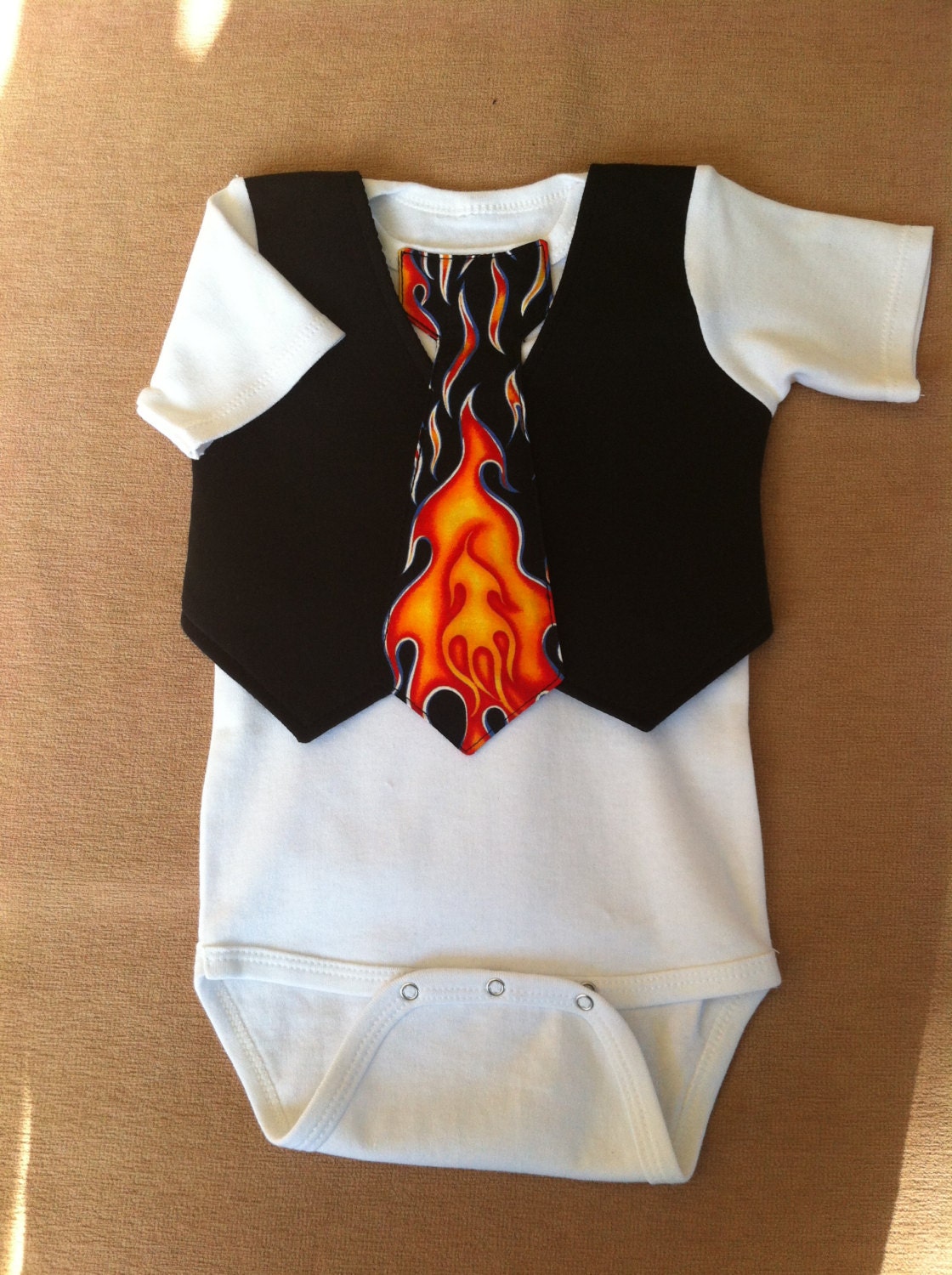 Custom Boutique Baby Boys Tie and Vest Onsie and Handmade Legwarmer Set  3 to 6 mos 6 to 12 mos 12 to 18 mos