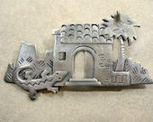 JJ Jonette Brooch Pewter Southwestern Adobe Iguana