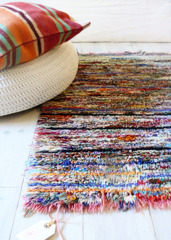 Vintage Moroccan Rag Rug - BOUCHEROUITE "mini"