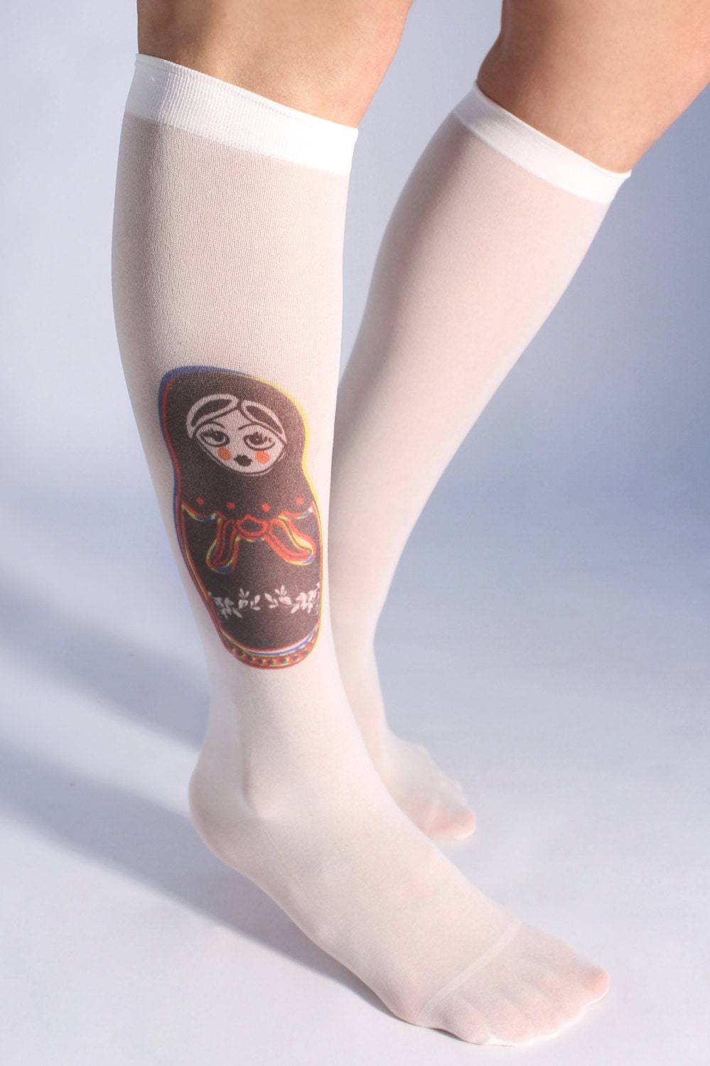 Printed Socks- matryoshka doll / Babushka  , baboushka / babooshka socks