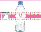 Pink Golf Party -- CUSTOM Water Bottle Labels -- Set of 15 - 100% Waterproof