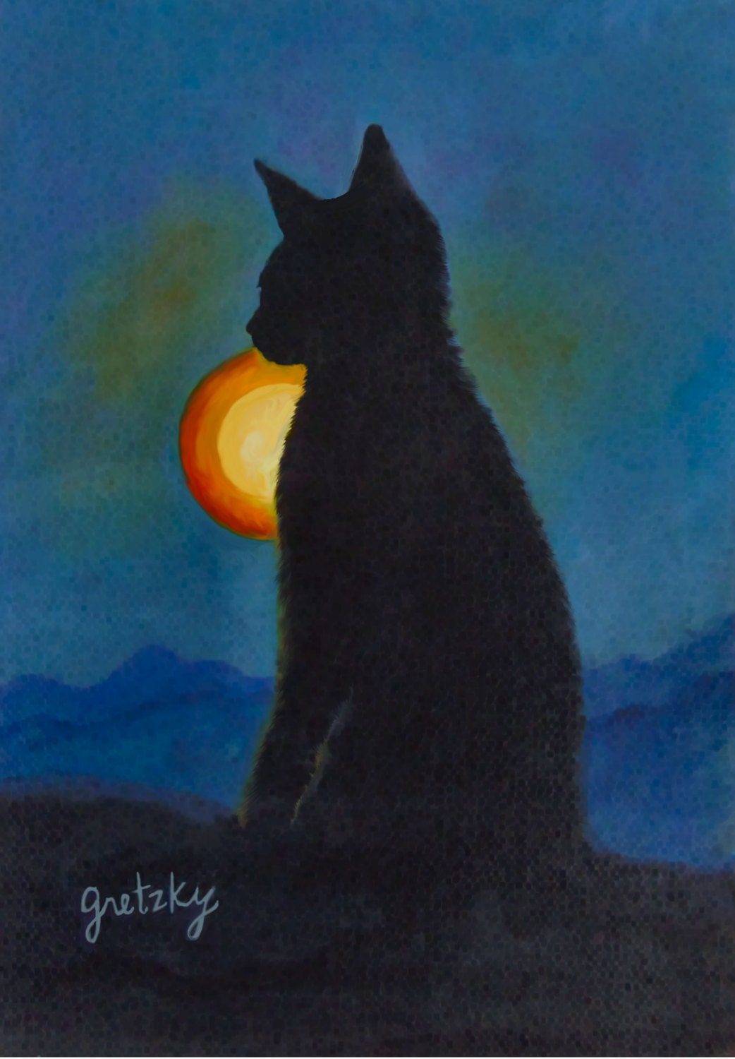 Cat Silhouette canvas card