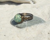 Simple Pleasures Ring - serpentine - jasper  stone - antique wire wrapped - size 7 1/4 - 7 1/2
