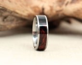Size 8.5 - Cocobolo Burl and Titanium Wood Ring Titanium Ring