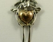 Angel Asia Offers Her Love - Up Cycled Sterling, Brass, And PMC - Echo Friendly - Art Jewelry Pendant - 1036