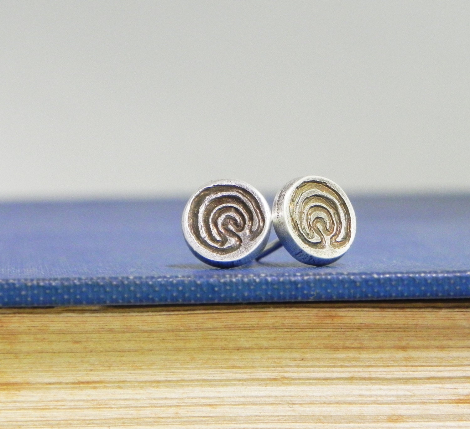 Silver Labyrinth Studs
