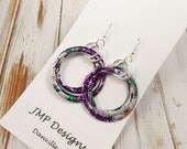 Recycled Soda Can Art.  Stacked Hoop Circle Earrings .  DOUBLE-sided.  Grape Crush