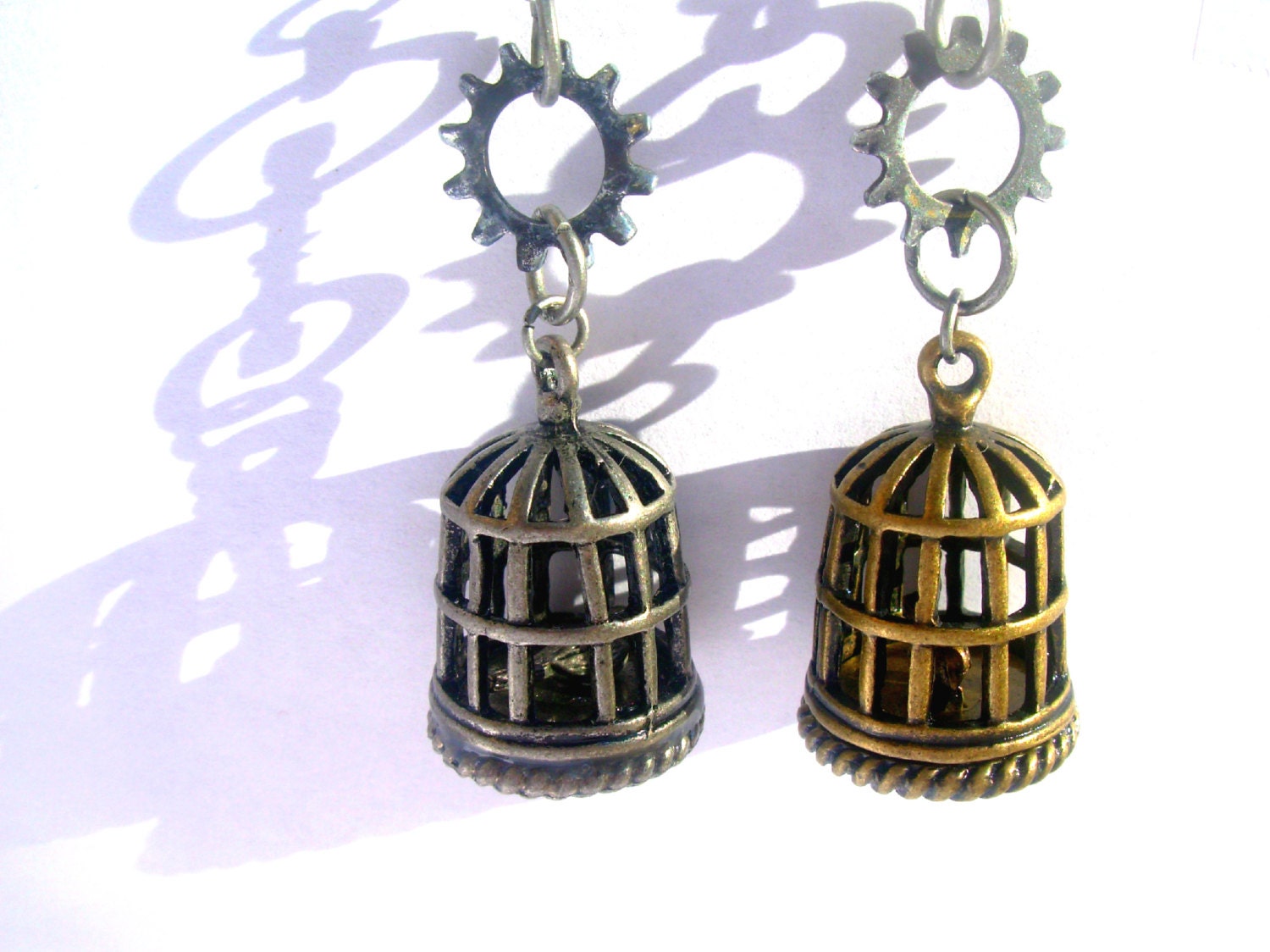 Industrial Jewelry Birdcage Earrings Upcycled Lock Washers Steampunk Jewelry Women Jewelry Women Gift