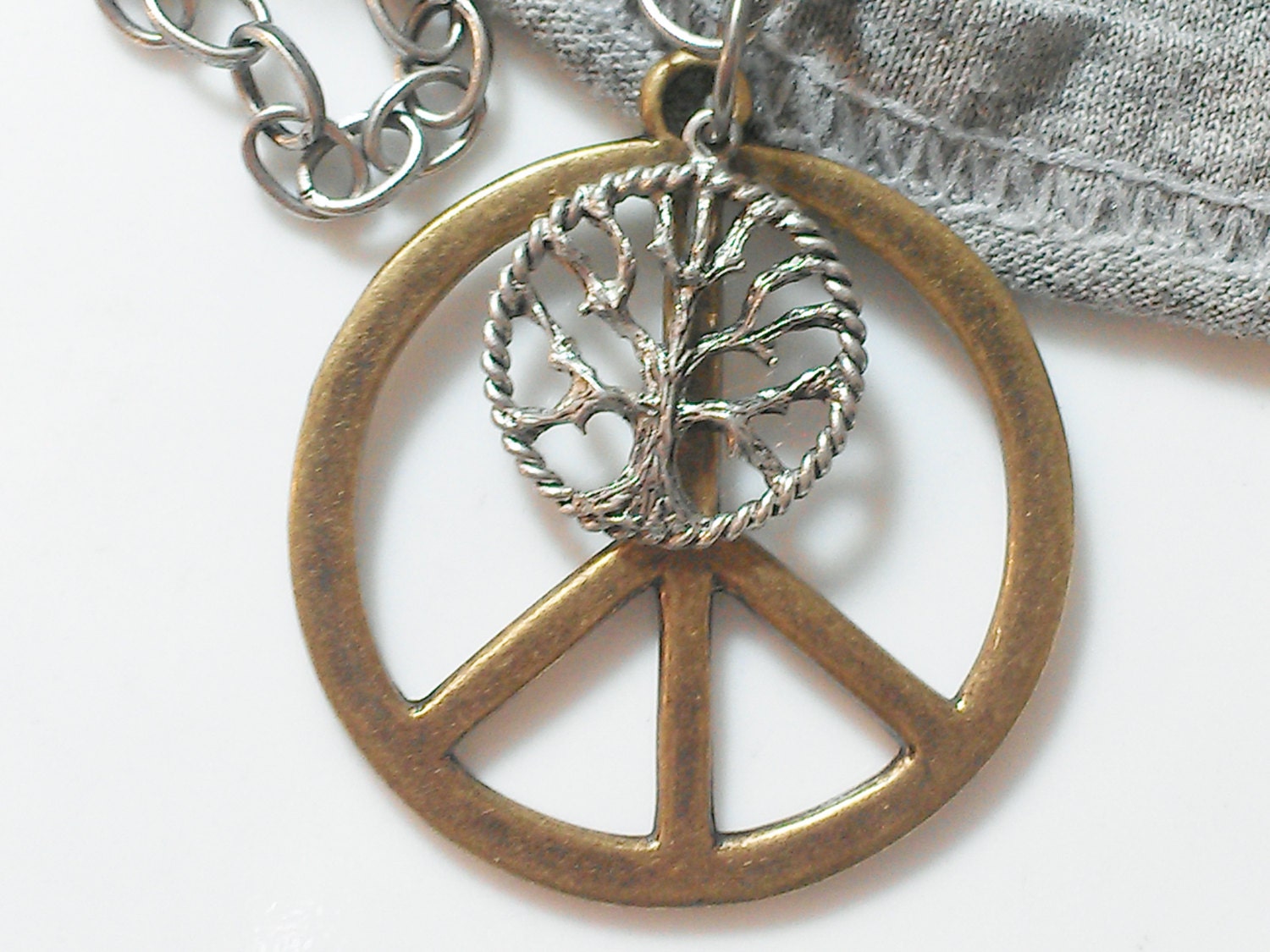 Tree of Life Necklace Peace Sign Hippie Jewelry Women Gift Teen Girl Peace Necklace