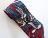Vintage Bugs Bunny Looney Tunes Necktie / Men's Tie  - 100% Silk - Handmade in Italy