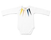 Triangles - Organic Long Sleeve Onesie. Organic cotton colourful one piece / bodysuit romper and perfect baby shower gift