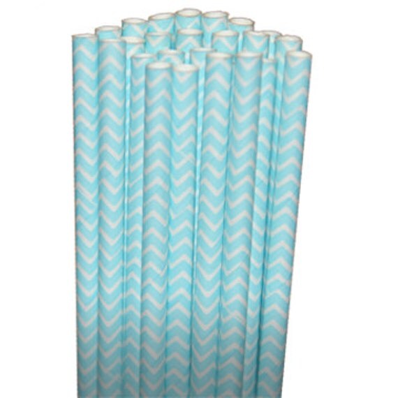 Chevron Zigzag Light Blue Party Paper Straws - Cake Pop Sticks - Pixie Sticks - Qty 25 Il_570xn