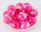 Round Mother of Pearl Beads - Iridescent Hot Magenta Pink (9mm) x 10