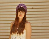 Lavender Love Crochet Turban Beanie / Butterfly Skull Cap / Mystic / Gypsy / Hippie Hat