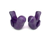 Dark Purple Wedding Cake Topper - Bride and Groom Love Birds