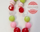 Strawberry Delight-Children's Chunky Bubblegum Bead Necklace