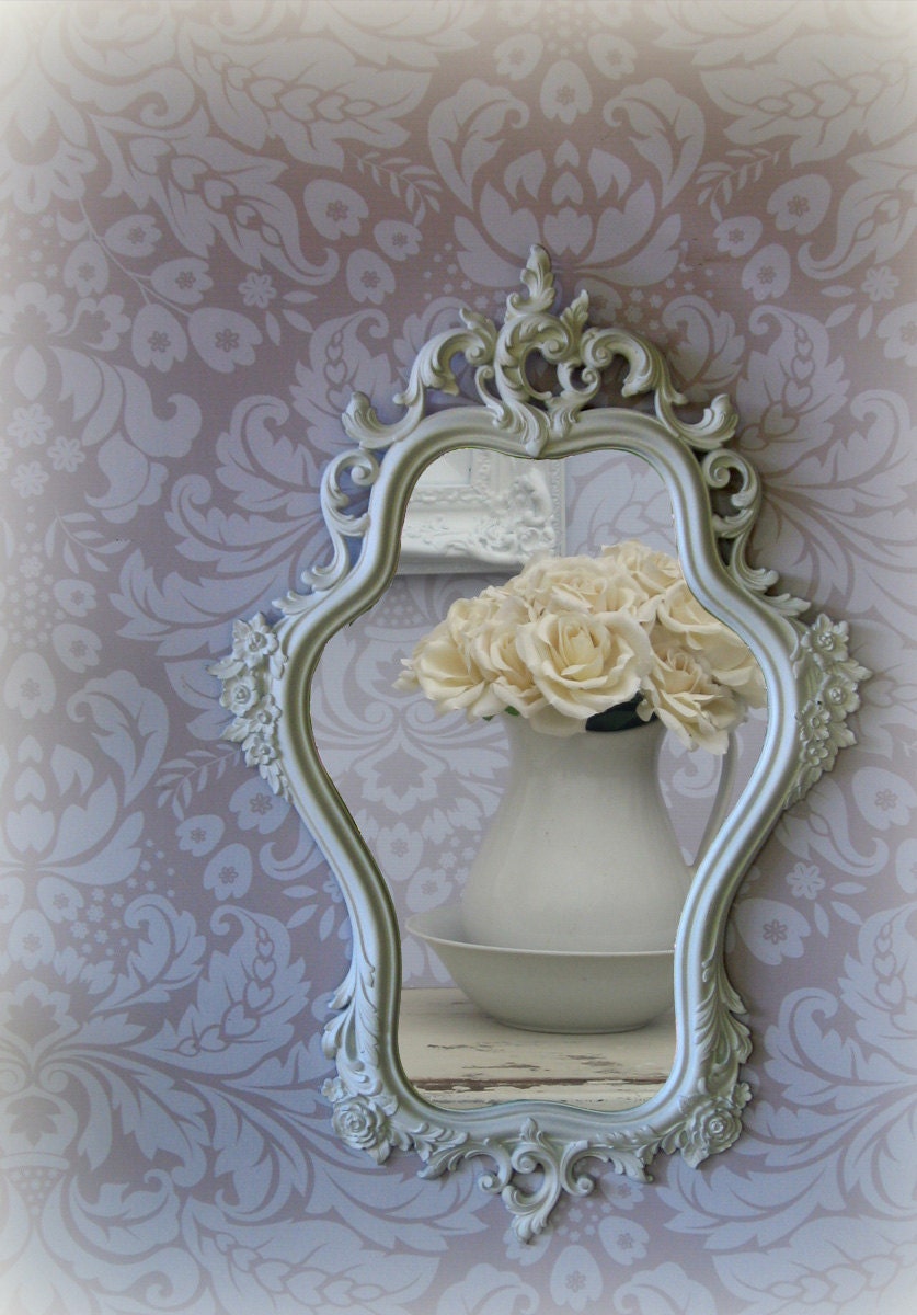 Vintage Corset Mirror Shabby Chic White Mirror Cottage Chic Hour Glass