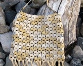 SALE One of a Kind Beige Link Bag Shoulder or Crossbody with Fringe