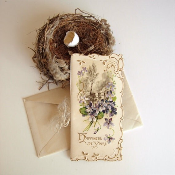 Antique Easter Card Embossed Ornate Edge Edwardian Tuck and Sons England