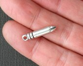 6 Bullet Charms Antique Tibetan Silver Tone 3D  - SC403