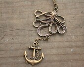 Copper and Gold Octopus Necklace