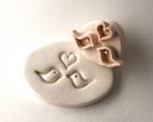 I Heart Love Birds Kissing Stamp Clay Tool for Ceramics Pottery Polyclay Metal Clay PMC