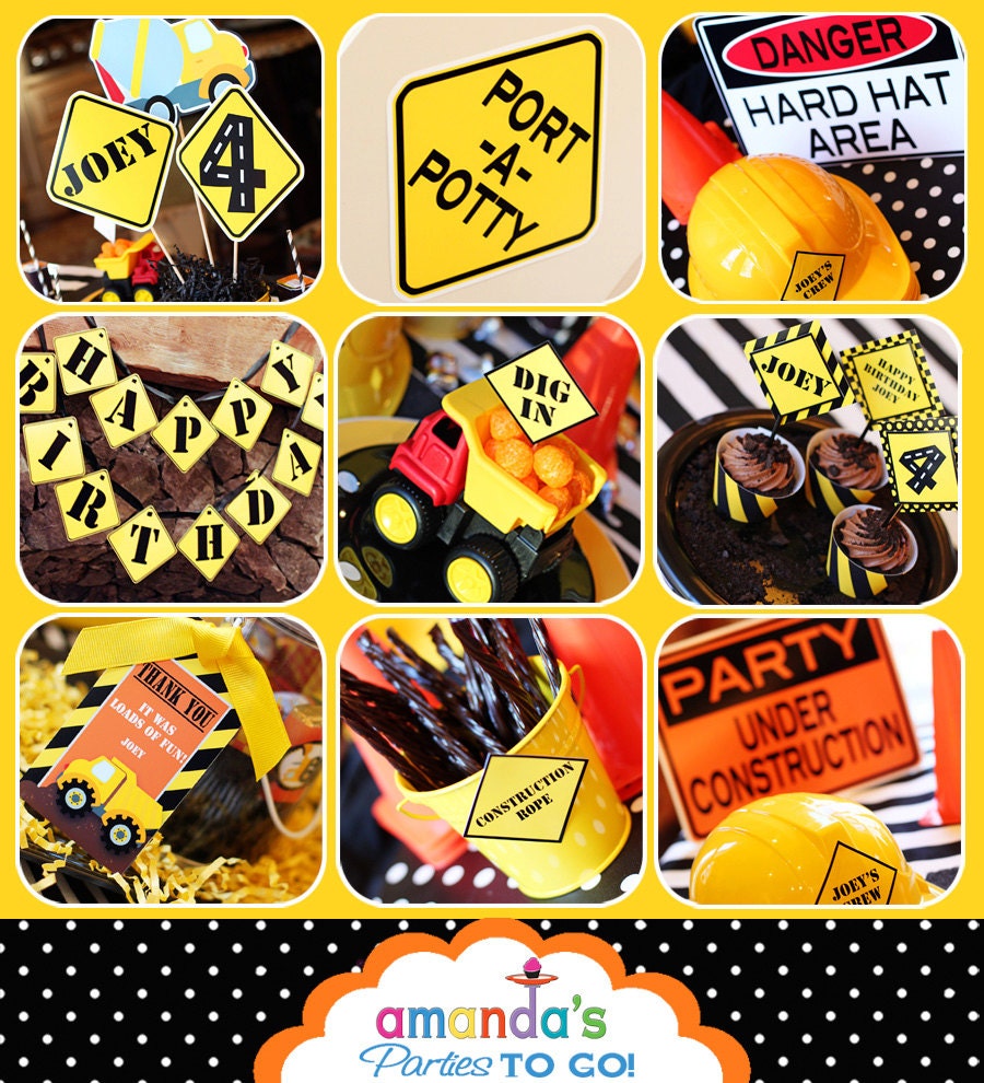 Construction Party Printable - Dump Truck - Builder - Birthday -Huge Party Set by Amanda's Parties TO GO