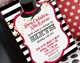 MAGIC PARTY Invitation, Thank You Note, Address Labels & Envelope Seals  - Printable Invitation Set by Amanda's Parties To Go