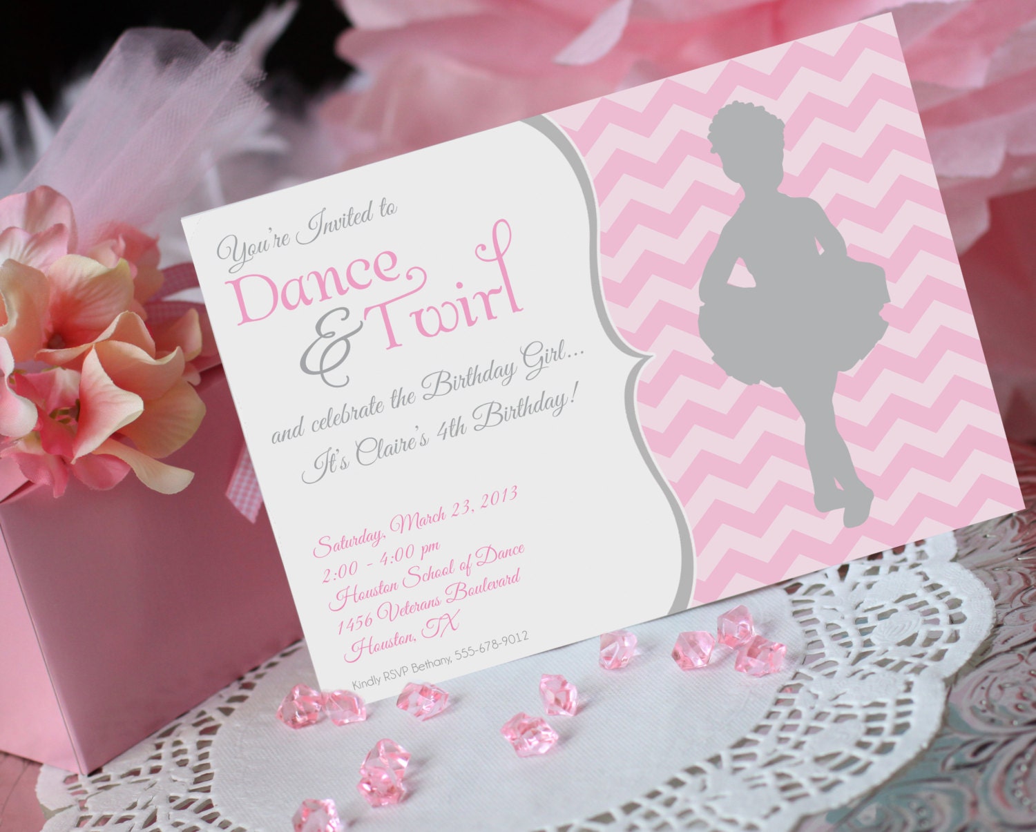 Ballet Party Invitation - Printable - Ballerina Birthday- Pink - Girl Birthday- Includes Address Labels & Envelope Seals - Amanda's Parties
