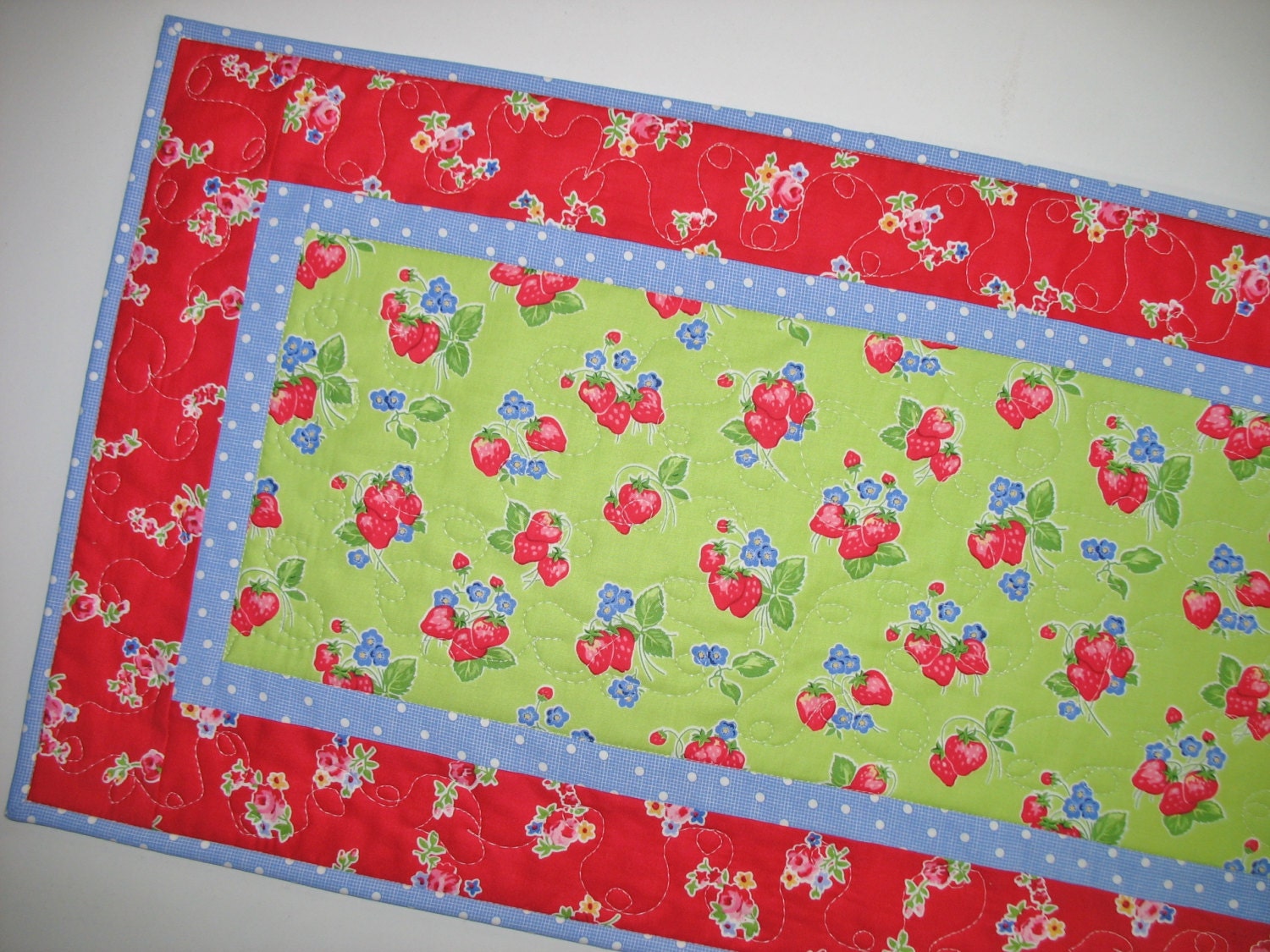 Strawberry Table Runner  Quilted fabric from Lake House