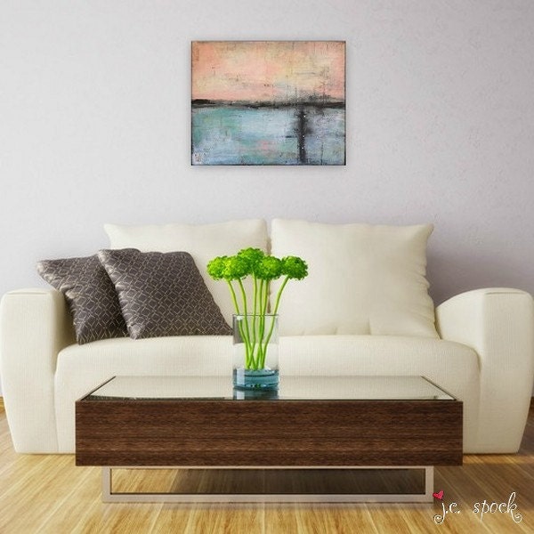 Abstract Painting: 16x20 Sailor's Delight Abstract Art, original acrylic painting, abstract mixed media, baby blue, pink
