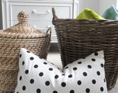 Black Polka Dot Pillow Cover - Designer Decorative Pillow - Lumbar - Throw Pillow - Black and White Dots