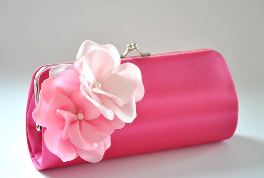 Fuchsia - Shades of Pink - Small Bridesmaid clutch / Prom clutch / Cocktail Clutch / Evening Clutch
