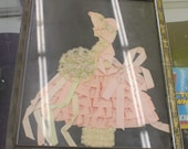Ribbon Lady in Pink Dress - Framed 1920s Art