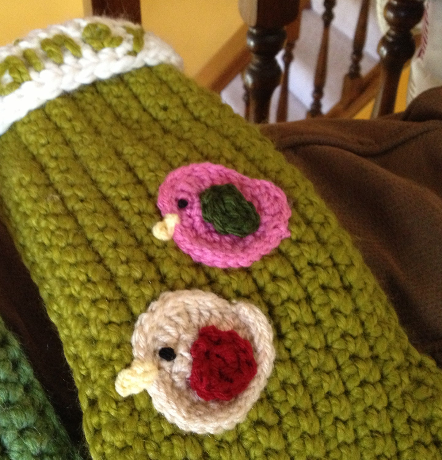 Crochet Custom PERSONALIZED BIRD Christmas STOCKING - Decoration - Any Colors