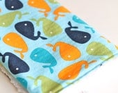 Whales  Burp Cloth  Baby Boy Gift  Ready to Ship  Robert Kaufman Anne Kelle Zoologie fabric