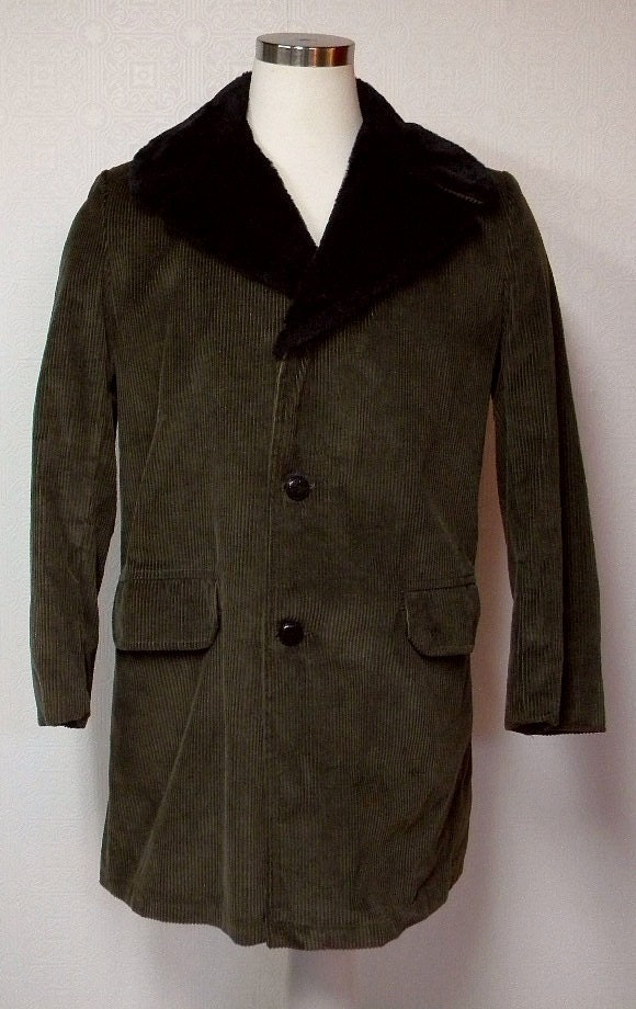 Mens Vintage Corduroy Plush Lined Coat Size 40