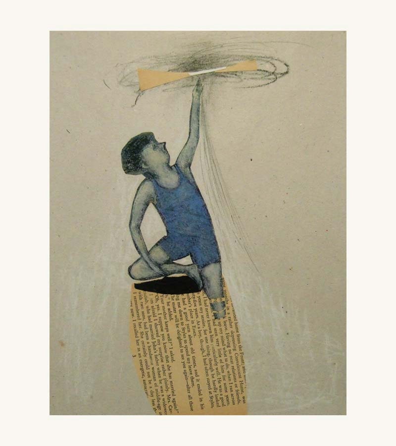 WIND VANE original collage mixed media figurative