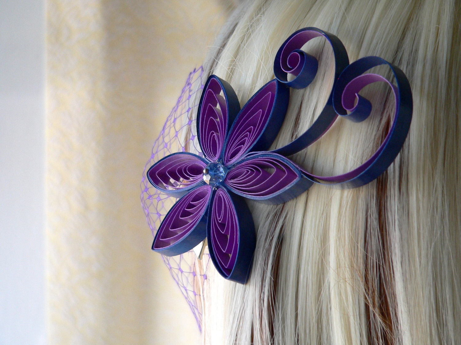 Multicolor Wedding Hair Accessory, Purple and Blue Bridal Hair Clip